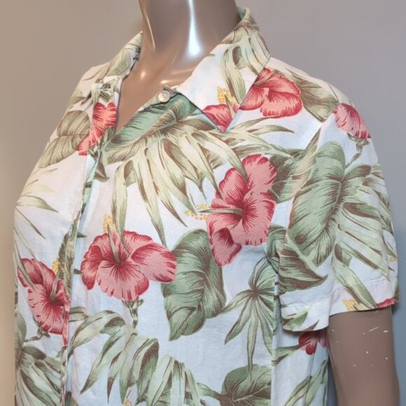 Vintage Lemon Grass Hawaiian Shirt Linen Cotton Short Sleeve Top - Picture 3 of 8